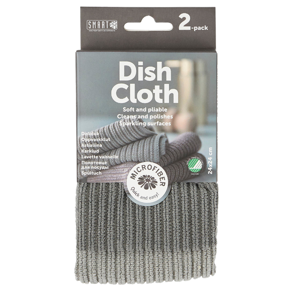 Packaged dish cloth with 'Smart' branding on a white background