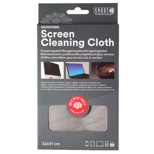 Packaging of screen cleaning cloth with SMART logo on a white background